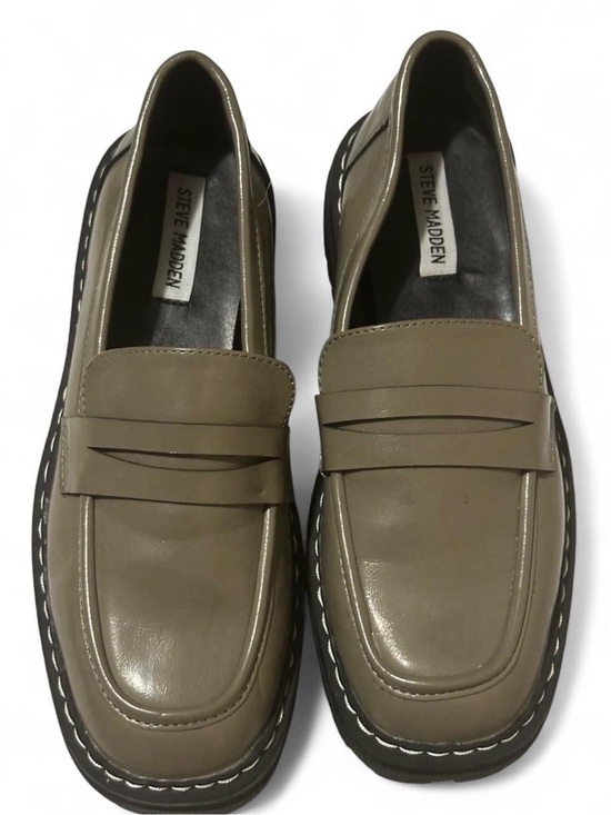 Steve Madden Shoes - Steve Madden Olive Green Leather Penny Loafers